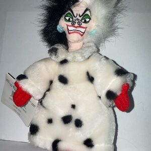 Disney Store Mini Bean Bag Plush Cruella DeVille 101 Dalmatians 8" NWT